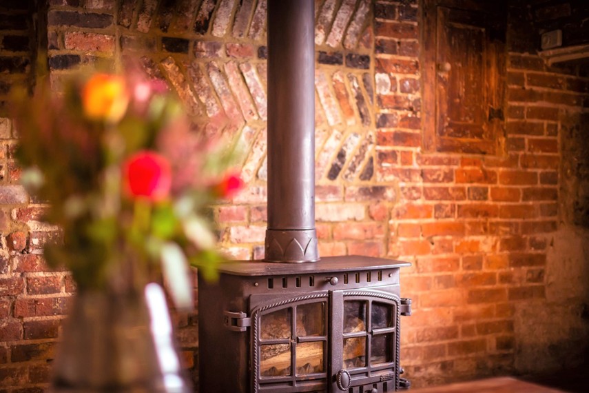 Log burning stove of South Downs country cottage