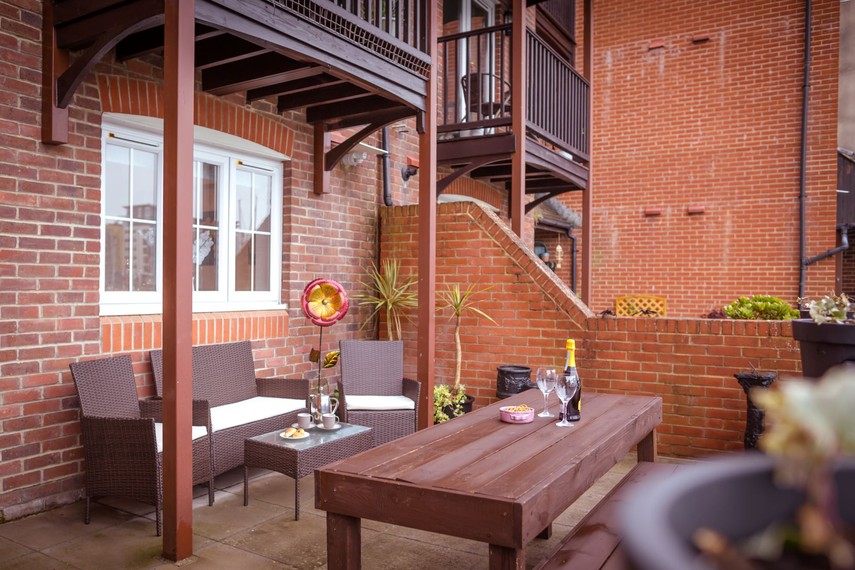 Spacious patio of this Eastbourne holiday home