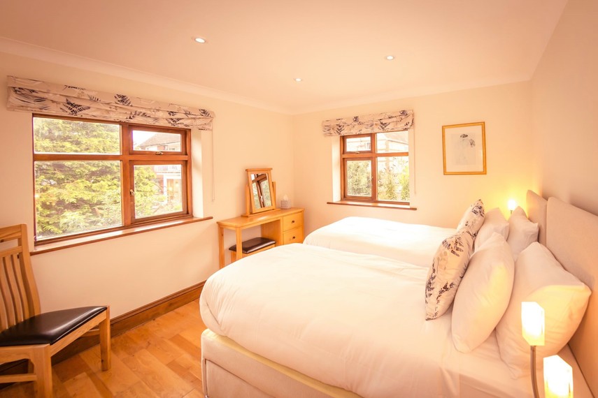 Twin bedroom in South Downs accommodation