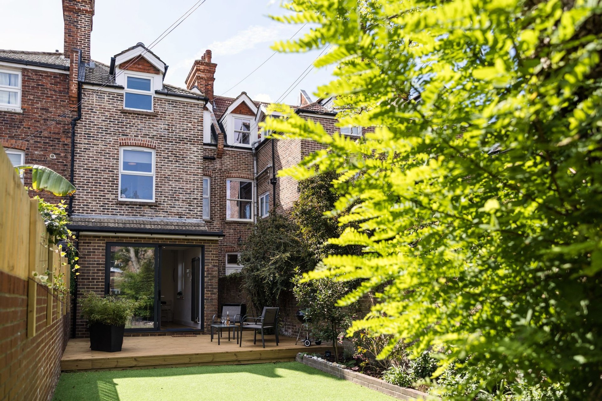 Back garden of Sussex holiday rental