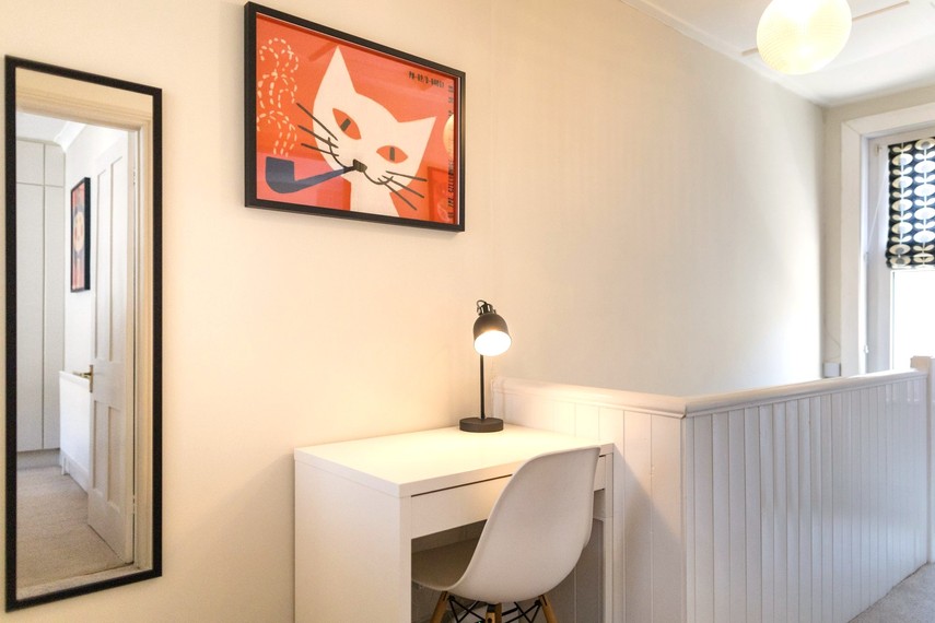 UK airbnb study area in upstairs hallway